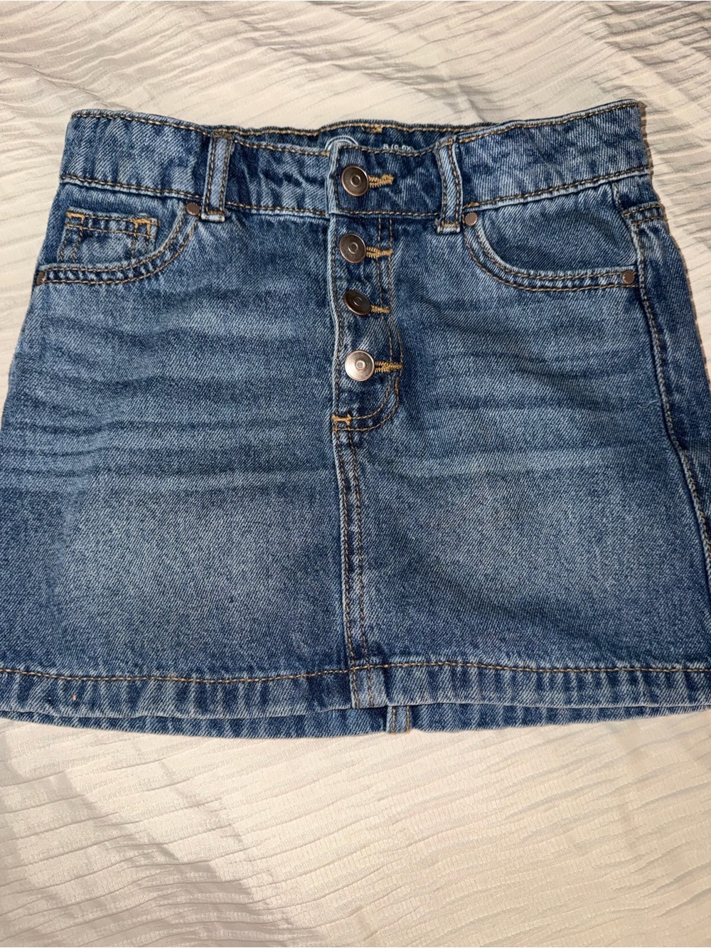 Girls' Blue Denim Button-Front Mini Skirt